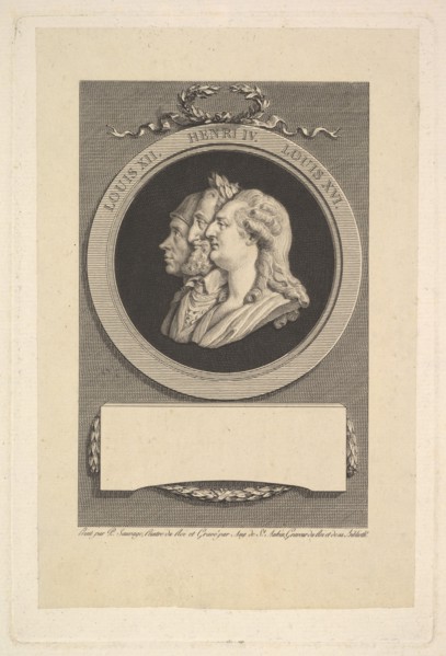 Portrait of Louis XVI, Henri IV, and Louis XII, 1791. Creator: Augustin de Saint-Aubin.