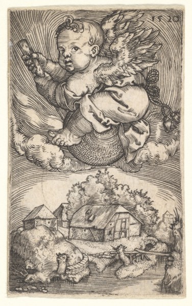 Genius on a Globe Floating in the Air, mid-17th century. Creator: Barthel Beham.
