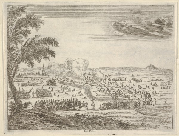 Francesco I d'Este Sets Out for the Siege of Cremona, Crosses the Trench Between Himself a..., 1659. Creator: Bartolomeo Fenice.