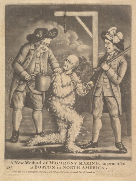 A New Method of Maracrony Making as Practised at Boston in North America, ca. 1774. Creator: Carington Bowles.