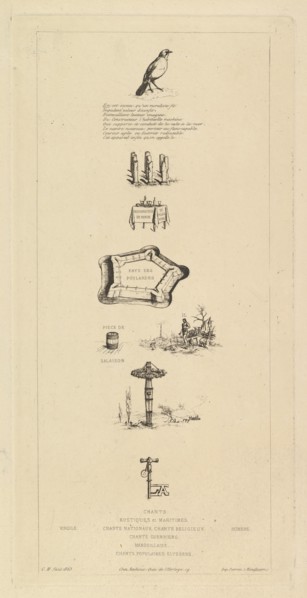 Rebus: Béranger was not really strong, for he never had the key to the fields, 1863. Creator: Charles Meryon.