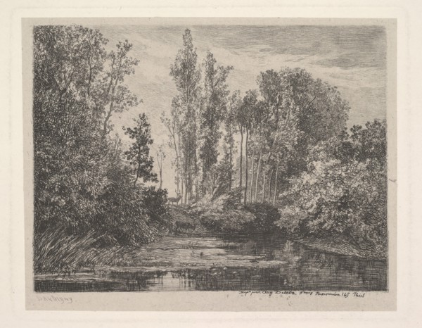 Stags at the Water's Edge, 1850. Creator: Charles Francois Daubigny.