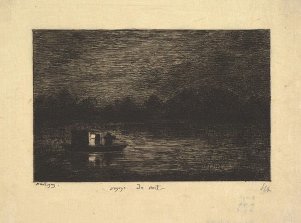 Night Voyage, from the series, Voyage en Bateau, 1861. Creator: Charles Francois Daubigny.