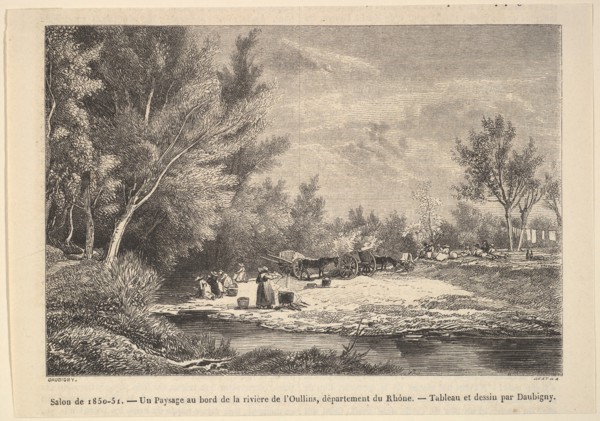 Salon de 1850-51. Landscape along the shores of the river Oullins, 1850-51. Creator: Charles Francois Daubigny.