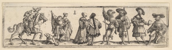 Lansquenets and ladies, 1531. Creator: Christoph Bockstorffer.