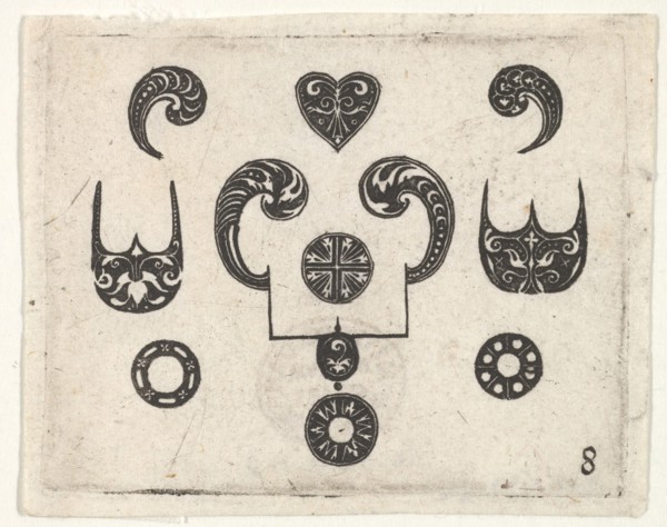 Blackwork Print with Various Motifs, ca. 1620. Creator: Claes Jansz Visscher.