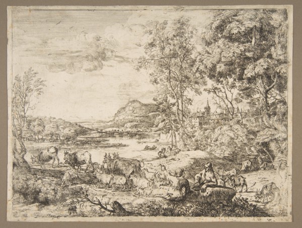 Shepherd and Shepherdess Conversing in a Landscape, ca. 1651. Creator: Claude Lorrain.