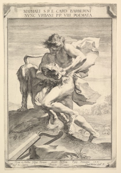 David Strangling the Lion, 1631. Creator: Claude Mellan.