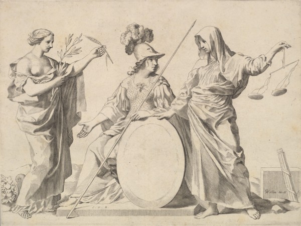 Minerva Flanked by Peace and Justice