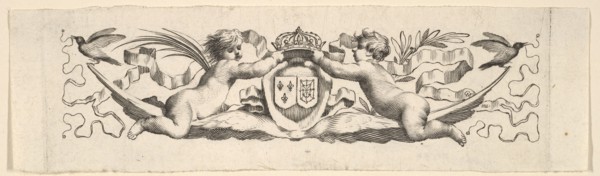 Headband: Two Infants with the Arms of France and Navarre. Creator: Claude Mellan.