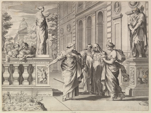 Allegory in Honor of the Roman College Founded by the Borghese Family, 1615-88. Creator: Claude Mellan.