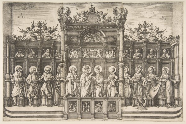Large Choirstall with Christ Blessing the Virgin, ca. 1518-20. Creator: Daniel Hopfer.