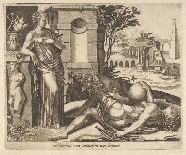 Patience as the Victor over Fortune from Six Sayings about Fortune, ca. 1560. Creator: Dirck Volkertsen Coornhert.