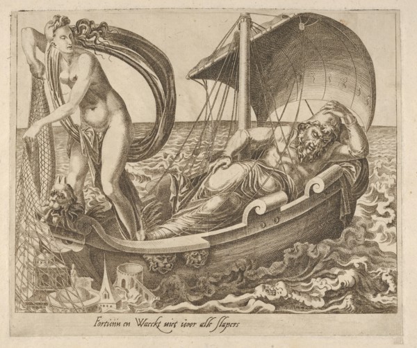 Fortune Does Not Watch over All Sleepers from Six Sayings about Fortune, ca. 1560. Creator: Dirck Volkertsen Coornhert.