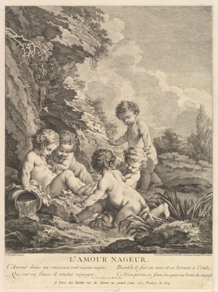 Child Swimming, ca. 1741. Creators: Dominique Sornique, Pierre Alexandre Aveline.