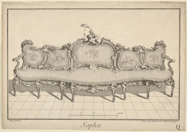 Design for a Sofa, from: Nouvelle Iconographie Historique III, series Q, 1771 or after. Creator: Duval.