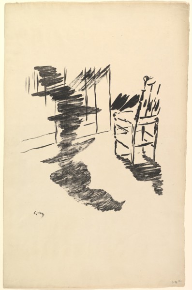 The Shadow that Lies Floating on the Floor. Illustration to The Raven by Edgar Allan Poe, 1875. Creator: Edouard Manet.