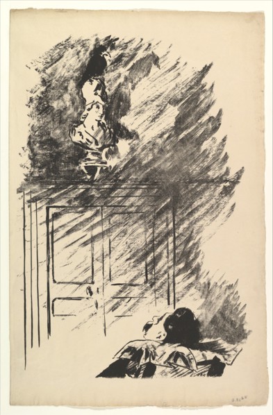 Perched upon a Bust of Pallas. Illustration to The Raven by Edgar Allan Poe, 1875. Creator: Edouard Manet.