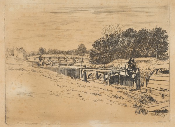 Whistler at Moulsey [Molesey Lock], [1861]. Creator: Edwin Edwards.