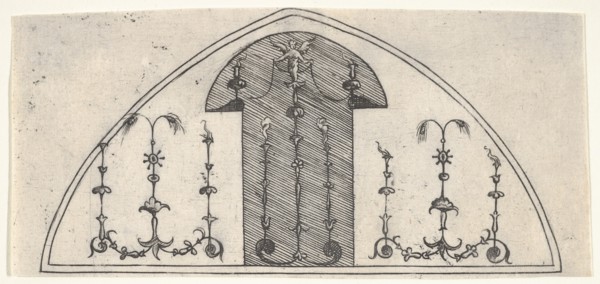 Lancet-shaped panel of grotesque decoration, 1541. Creator: Enea Vico.