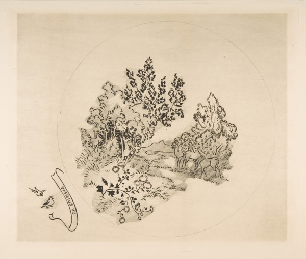 Decoration for a Plate: A Stream, 1870. Creator: Felix Bracquemond.