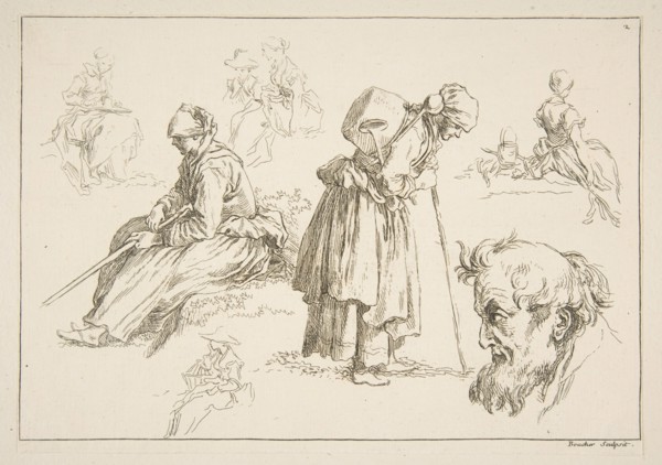 Sheet of Sketches, 1753. Creator: Francois Boucher.