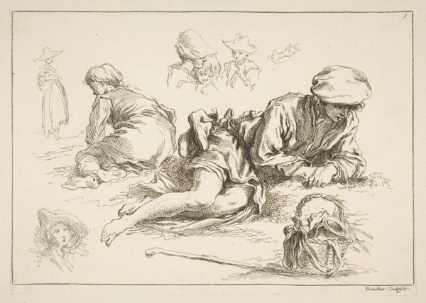 Sheet of Sketches, ca. 1735. Creator: Francois Boucher.