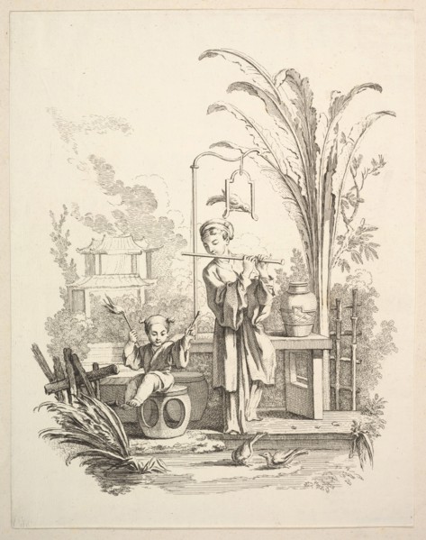 Flautist and a Child Timpanist, ca. 1742. Creator: Gabriel Huquier.