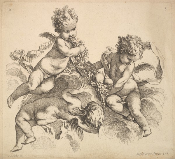 Three Children with a Fruit Plate, 1738-45. Creator: Gabriel Huquier.
