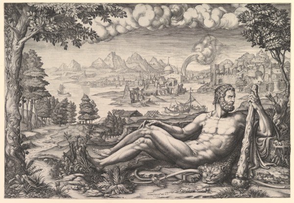 Hercules Resting from His Labors, 1567. Creator: Giorgio Ghisi.