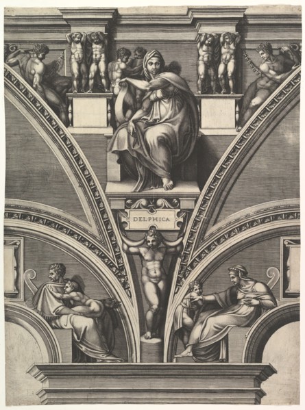 The Delphic Sibyl; from the series of Prophets and Sibyls in the Sistine Chapel, 1570-75. Creator: Giorgio Ghisi.