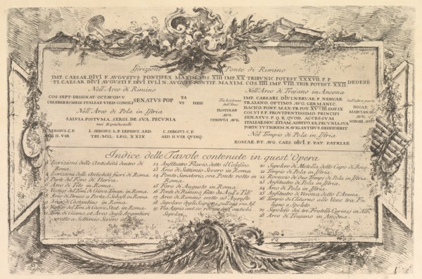 Beginning "Iscrizione nei lati del Ponte di Rimino"