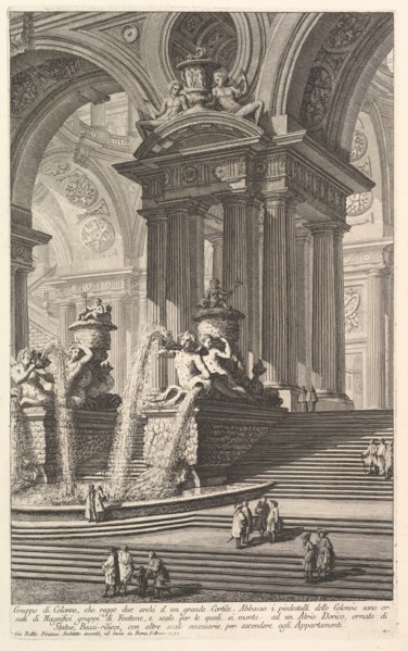 Group of columns which support two arches of a great courtyard . . .