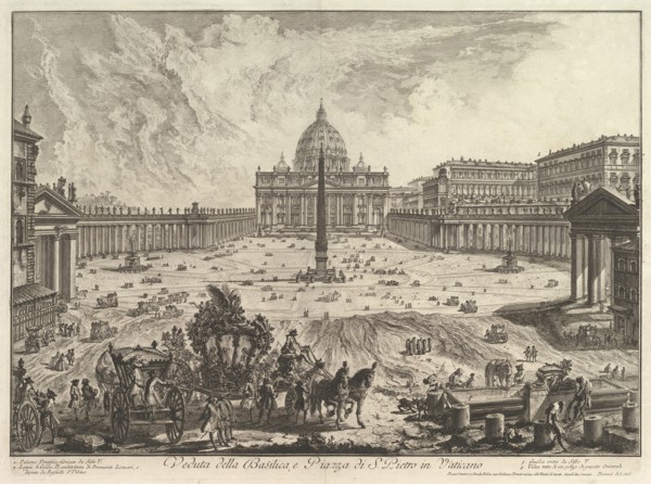 View of St. Peter's Basilica and Piazza in the Vatican, from Vedute di Roma