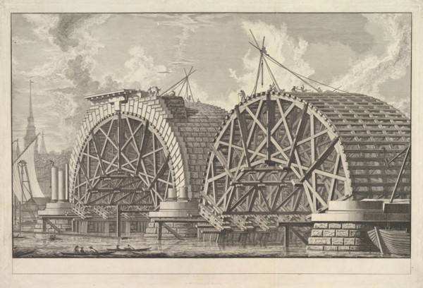 A view of part of the intended Bridge at Blackfriars, London, ca. 1764. Creator: Giovanni Battista Piranesi.