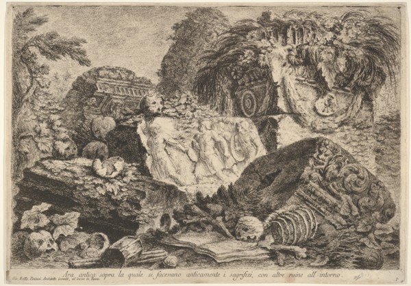 Plate 7: 'Ancient altar on which sacrifices were performed in antiquity, surrounded by oth..., 1743. Creator: Giovanni Battista Piranesi.