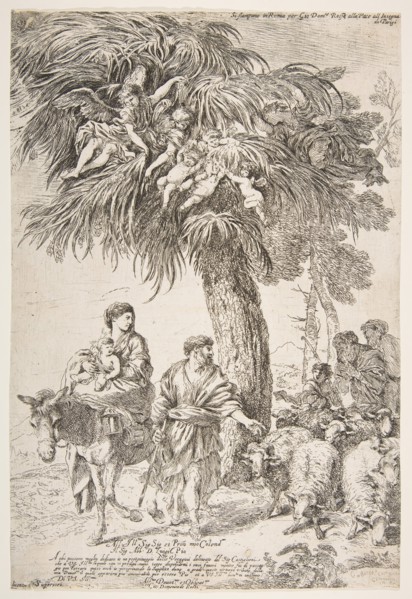 The Holy Family on their flight into Egypt, ca. 1647. Creator: Giovanni Benedetto Castiglione.