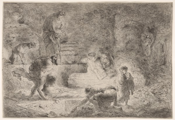 Tobit burying the dead, ca. 1647-51. Creator: Giovanni Benedetto Castiglione.