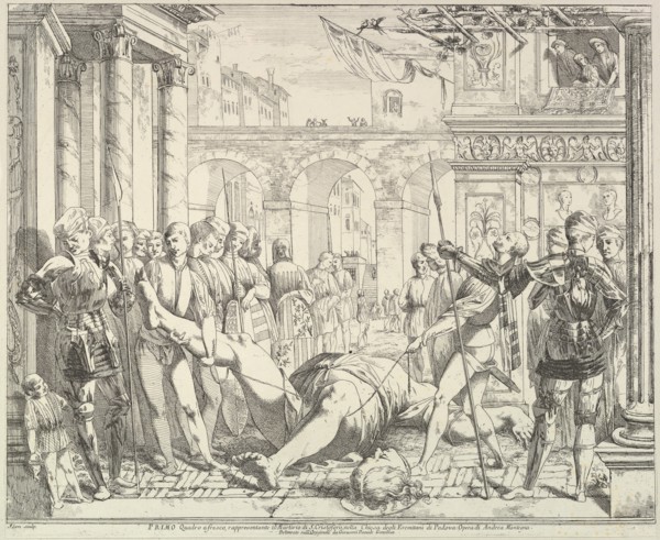 The Martyrdom of Saint Christopher, from "The Story of Saints James and Christopher in the..., 1776. Creator: David Giovanni.