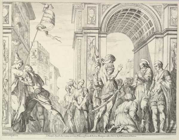 Saint James Cures a Blind Man, from "The Story of Saints James and Christopher in the Erem..., 1776. Creator: David Giovanni.