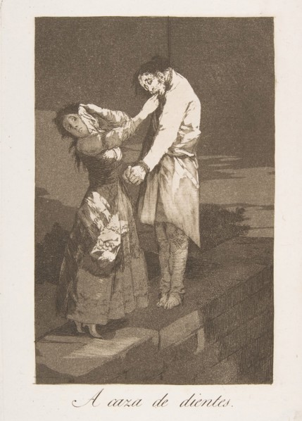 Plate 12 from 'Los Caprichos': Out hunting for teeth