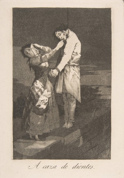 Plate 12 from 'Los Caprichos': Out hunting for teeth