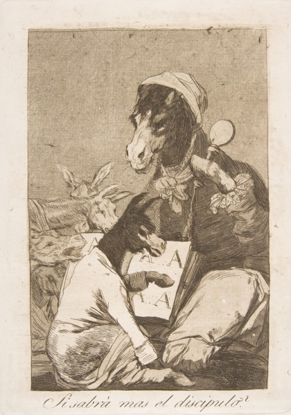 Plate 37 from 'Los Caprichos': Might not the pupil know more?