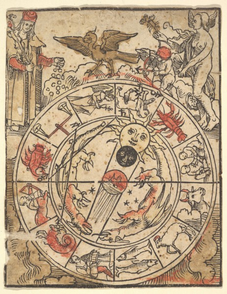 Chart of the Signs of the Zodiac with Venus, Cupid, and a Bishop Saint. Creator: Hans Baldung.