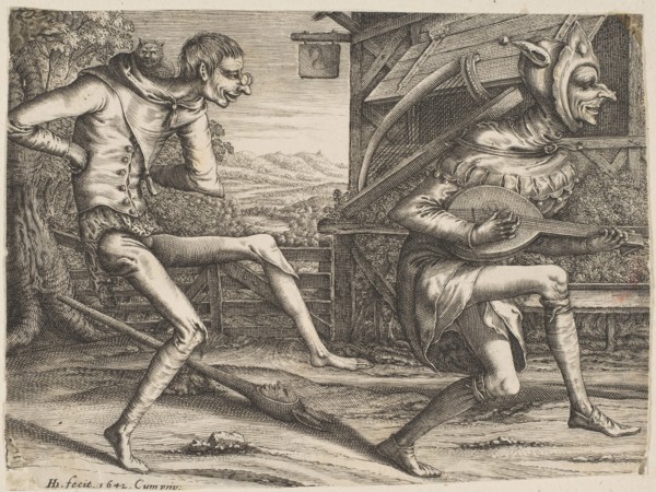 Two Fools Dancing from Two and Three Fools of the Carnival, 1642. Creator: Hendrick Hondius I.