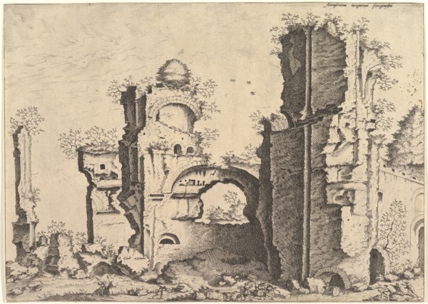 View of ruins, possibly the Baths of Caracalla, from the series 'The Small book of Roman r..., 1561. Creators: Johannes van Doetecum I, Lucas van Doetecum.