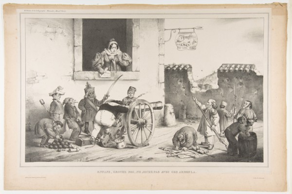 Children, Obey Me, Do Not Play With Those Weapons, April 1834. Creators: Jean Ignace Isidore Gerard, Auguste Desperret.