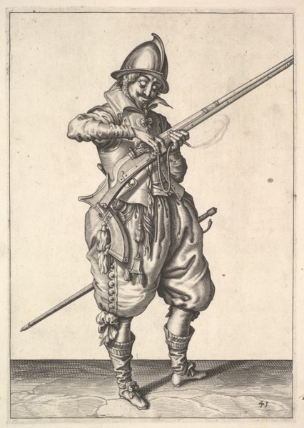 A soldier on guard shaping the match between his thumb and his forefinger, from the Marksmen s.... Creator: Unknown.