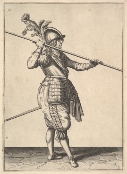 The second movement for bringing the pike on to the shoulder and holding it horizontally, from.... Creator: Unknown.