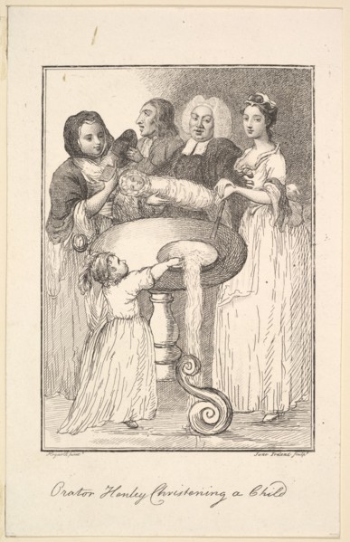 Orator Henley Christening a Child, 1794. Creator: Jane Ireland.